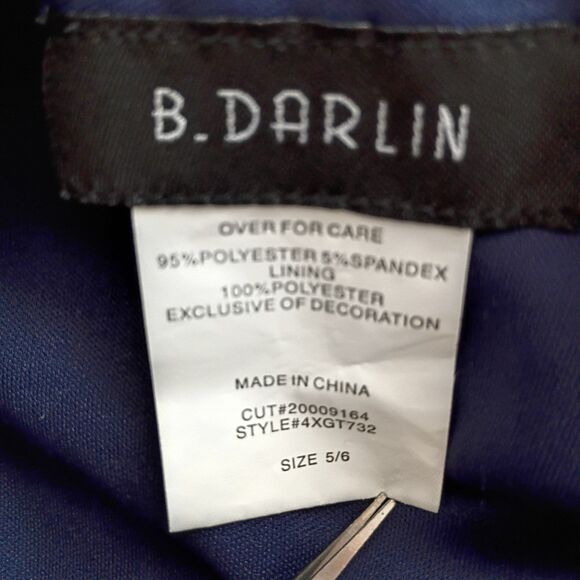 B. Darlin Blue Rhinestone Strapless Formal Dress 5/6 Prom HOCO Flouncy Short - Picture 6 of 7